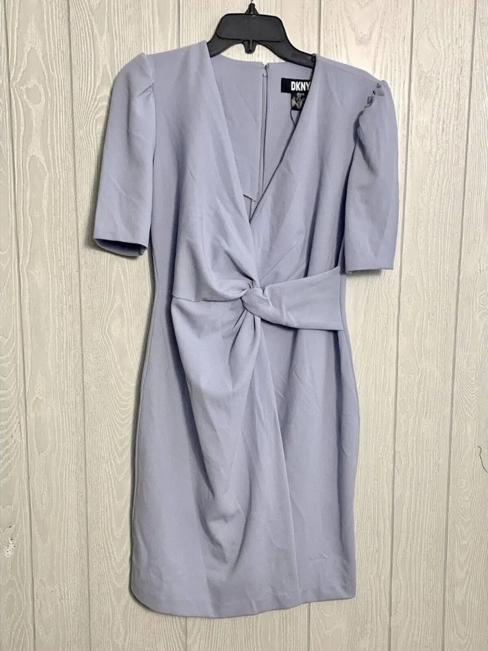 DKNY Light Lavender Knot-Front V-Neck Dress